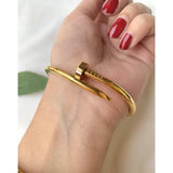 Nail Golden Bangle – Elegant & Durable Stainless Steel Bracelet