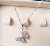 Silver Butterfly with white Stone