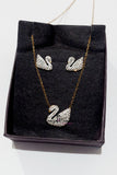 Stainless White Swan Earring and Necklace Set