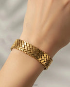Golden Herringbone Bangle