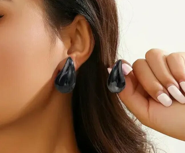 Black Water Drop Design Earring - Crazy Women