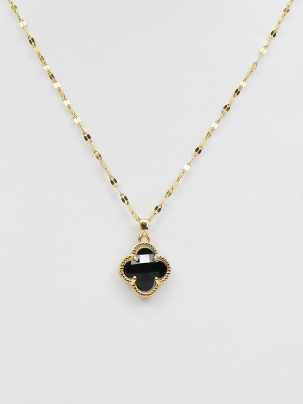 Stainless Golden necklace with black stine