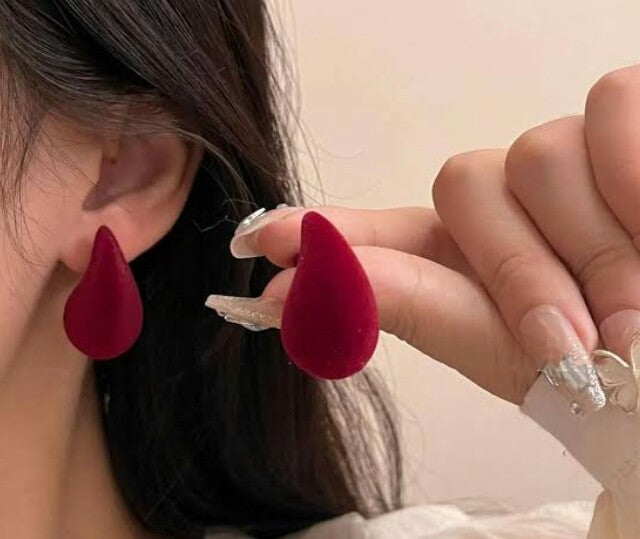 Red Water Drop Design Earring