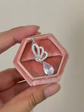 Silver Zircon Drop Design Necklace