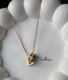 Stainless Rose Gold D-Shape Necklace – Elegant & Modern Design