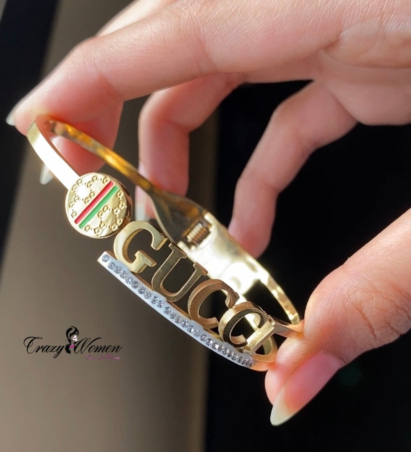 Gucci-Inspired Stainless Steel Bangle – Luxury Bracelet for Women