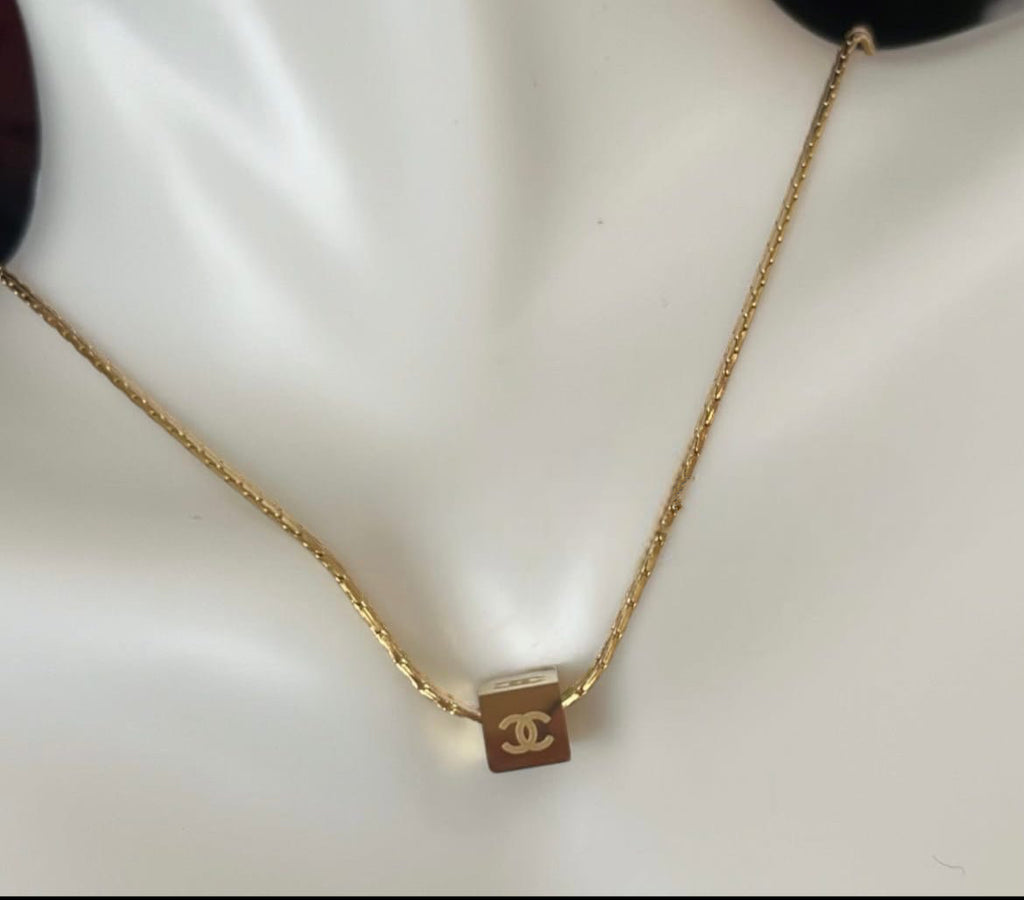 Stainless Cubic CC Design Golden Necklace