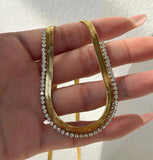 18k plated snake chain zircon necklace