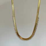 18k plated snake chain zircon necklace