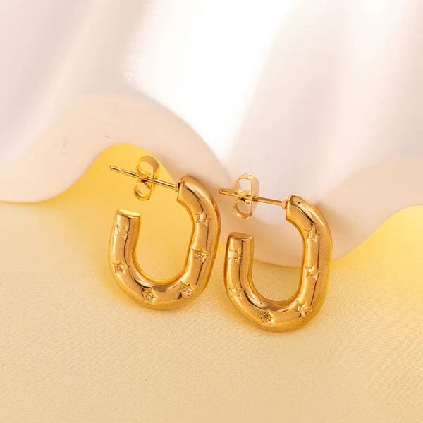 Stainless steel Gold Chunky Half Hoops Earrings