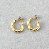 Stainless steel Gold Chunky Half Hoops Earrings