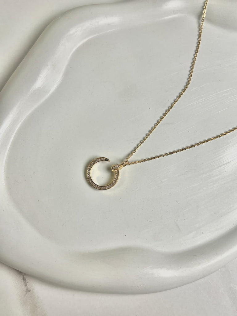 Stainless Hollow Circle Golden Necklace