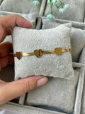 Stainless Golden Heart with Snake Bone Chain Bracelet