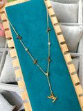 Stainless steel LV with Stones Necklace