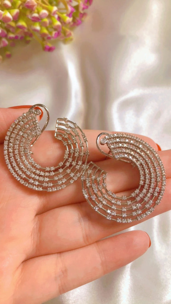 American Diamond Blue Silver ( Zircon) Earrings