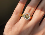 Tory Stone Emblem Ring – Elegant Tory Logo with Sparkling Stone Border