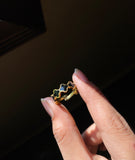 Black Velvet Clover Ring – Elegant Black Stone Design with Luxe Detailing