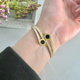 Stainless Double Dot with Stones Gold Bracelet  | Jewelry Store | Jewelry Shop