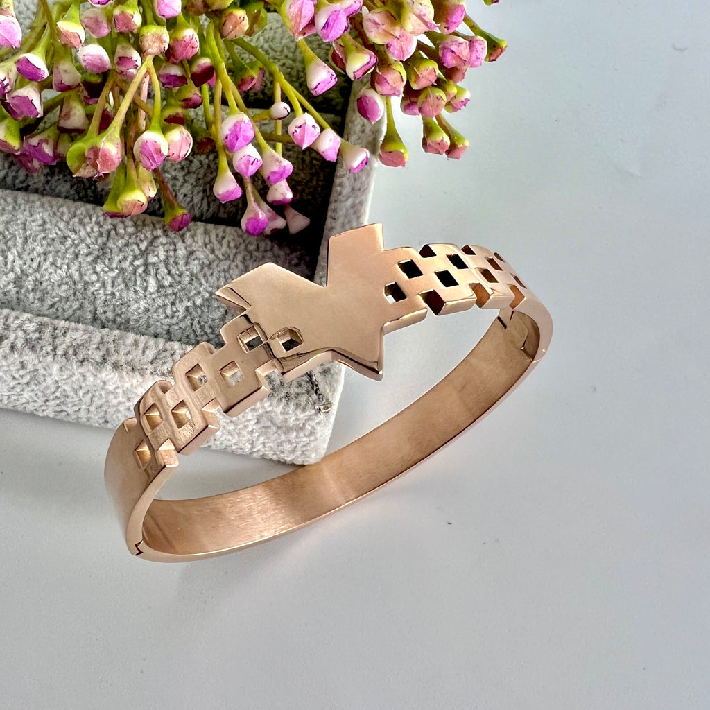 Rose Gold Thick V Shape Bangle | Jewelry Store | Jewelry Shop