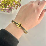 Golden Stainless Steel LV Bracelet | Jewelry Store | Jewelry Shop