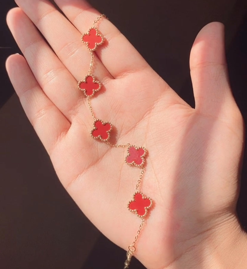 Red Vancleef Bracelet – Elegant Stainless Steel Jewelry with Bold Red Design