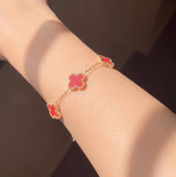 Red Vancleef Bracelet – Elegant Stainless Steel Jewelry with Bold Red Design