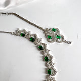 Stylish AD Necklace Set Green Stone