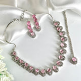 AD Necklace set Zircon Pink Stone