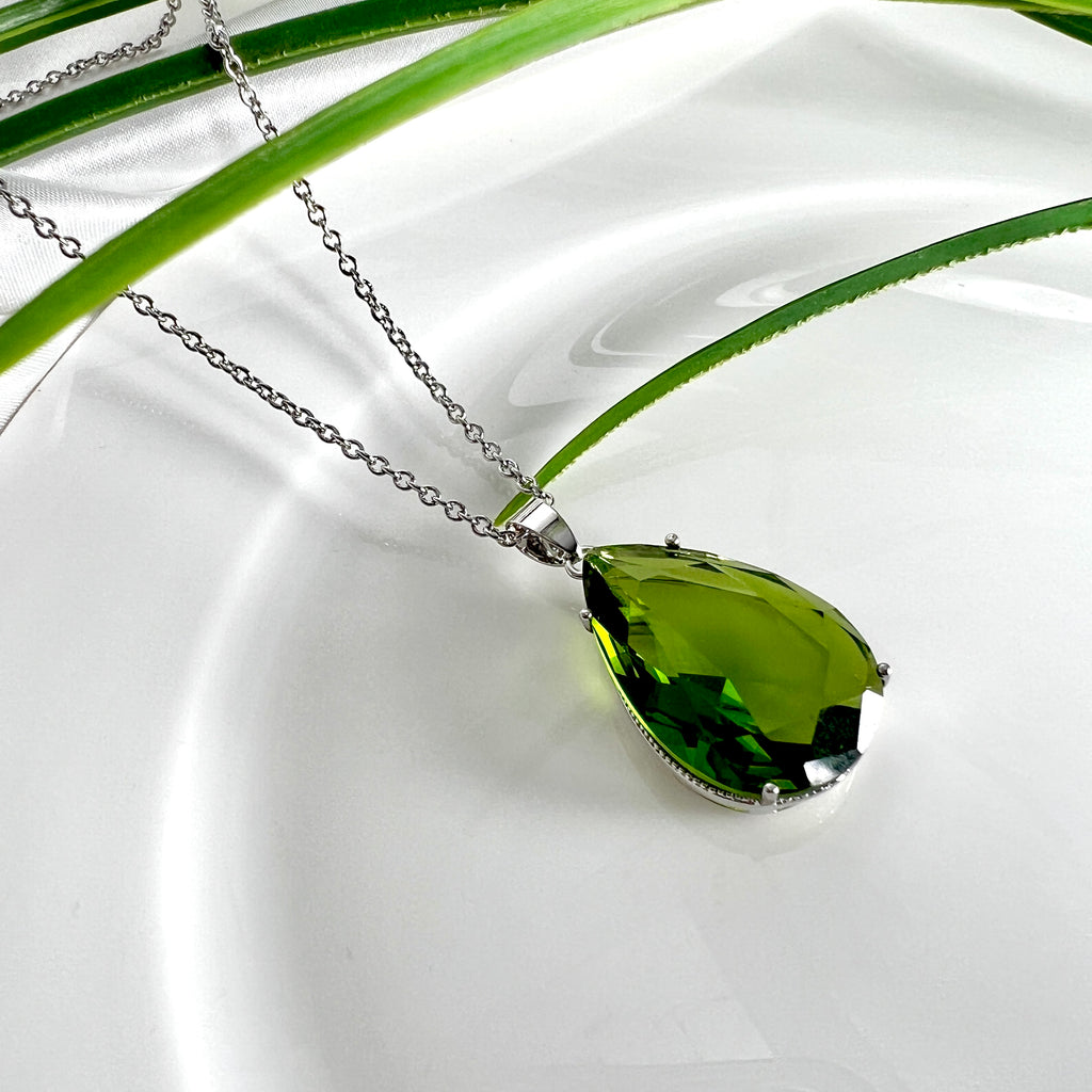 Green Necklace Pendant 925 Sterling