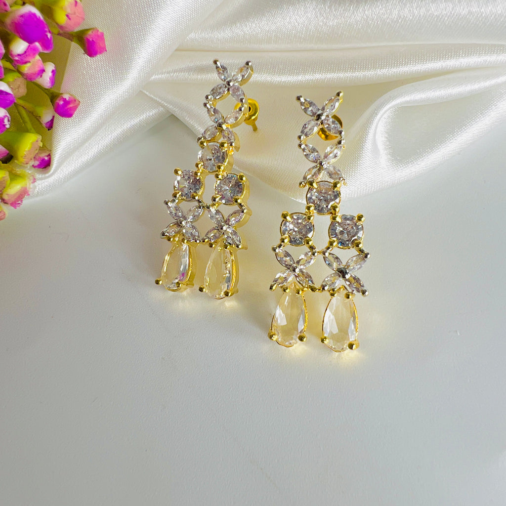 American Diamond Golden Silver ( Zircon) Earrings