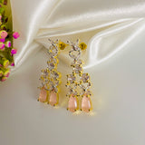 American Diamond Golden Pink( Zircon) Earrings
