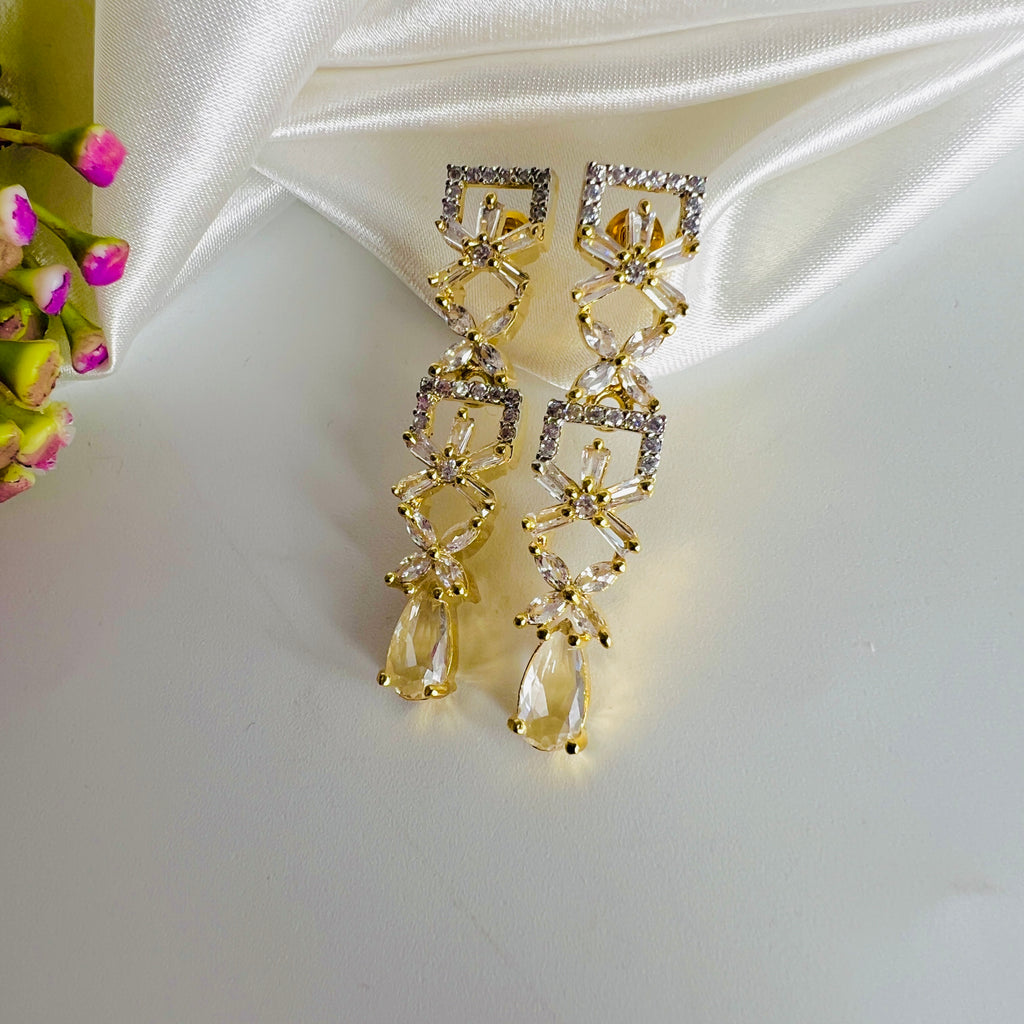 American Diamond Gold Silver ( Zircon) Earrings