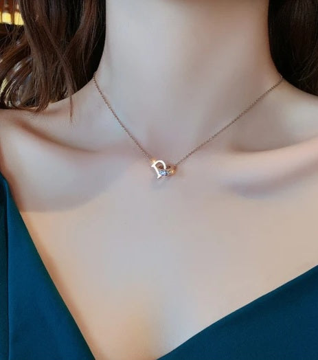 Stainless Rose Gold D Shape  Necklace | Jewelry Store | Jewelry Shop