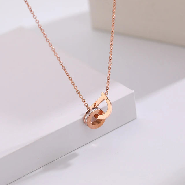 Stainless Rose Gold D Shape  Necklace | Jewelry Store | Jewelry Shop
