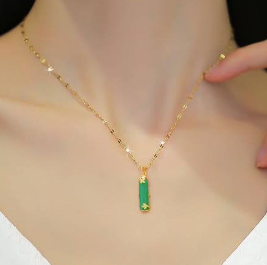 Necklace For Women Men Green Stone Necklace Charm Necklace