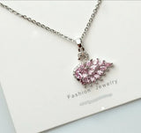Elegent Pink Swan necklace with Silver Chain