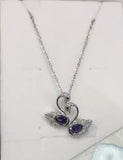 Silver double Swan  Necklace