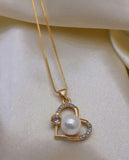 Stainless Heart Shape with pearl necklace