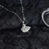 Silver swan necklace