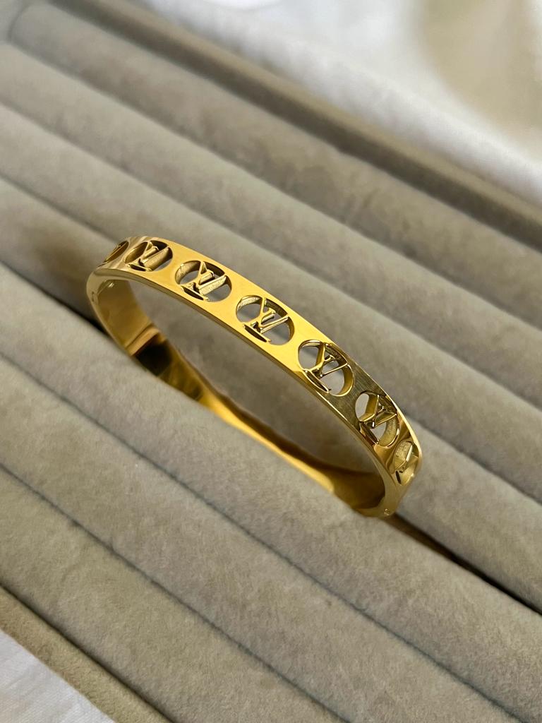 Stainless LV Hollow Golden Bangle | Jewelry Store | Jewelry Shop