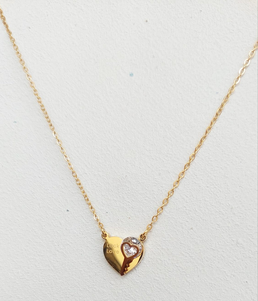 Beautiful Golden Heart and Key Nacklace
