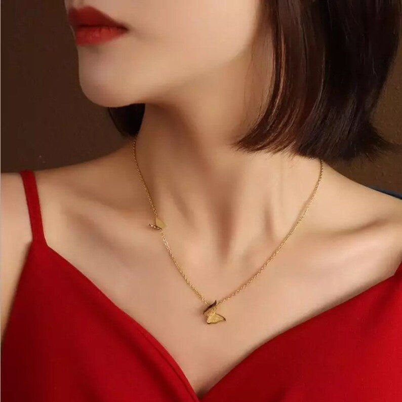 Golden Fancy butterfly necklace