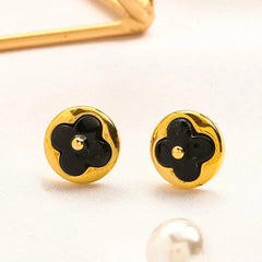 Fourleaf Circle Clover Earrings Black | Jewelry Online | Jewelry Store