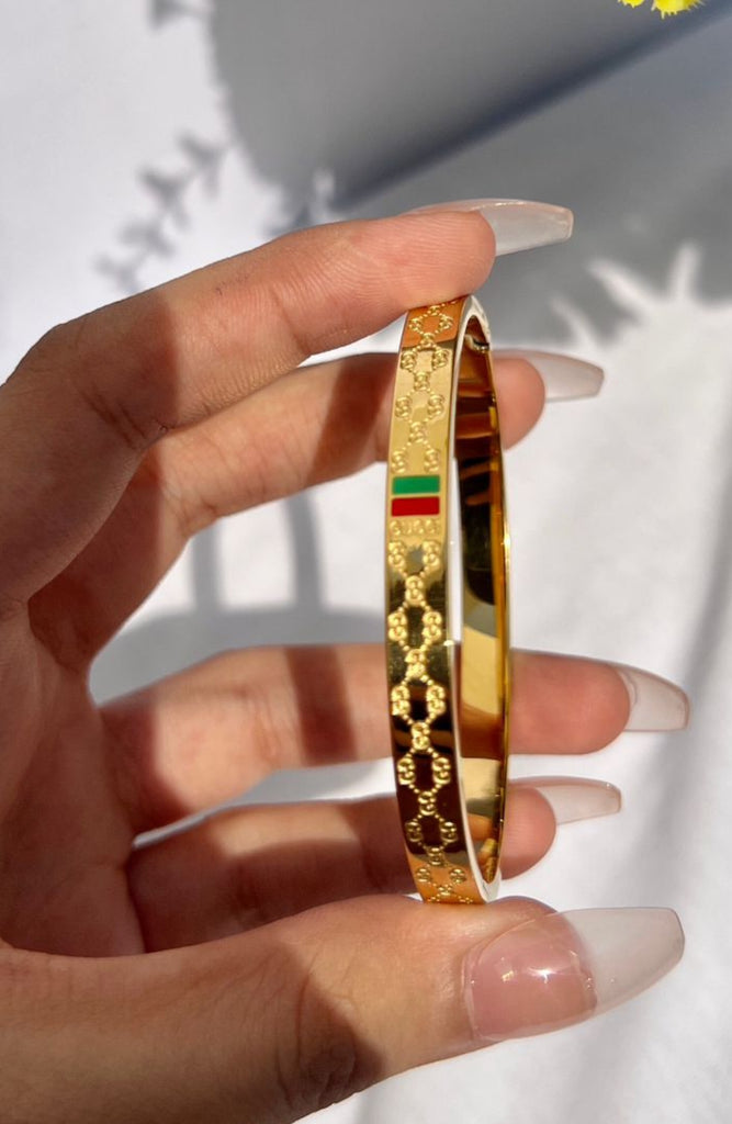 Stainless Gucci Stone Golden Bangle
