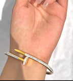 Stainless Nail Stone Golden Bangle - Crazy Women