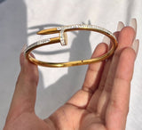 Stainless Nail Stone Golden Bangle - Crazy Women