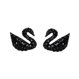 Black Swan with Crystal Pierced Ear Studs Earrings stainless. - 3243326 - Crazy Women is the Choice of millions