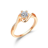 Simple Microinlaid Zircon Couple Ring - Rose Gold