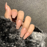 Fashion Naked Pink Short Ballet Finished Acrylic Nail - 3243248.