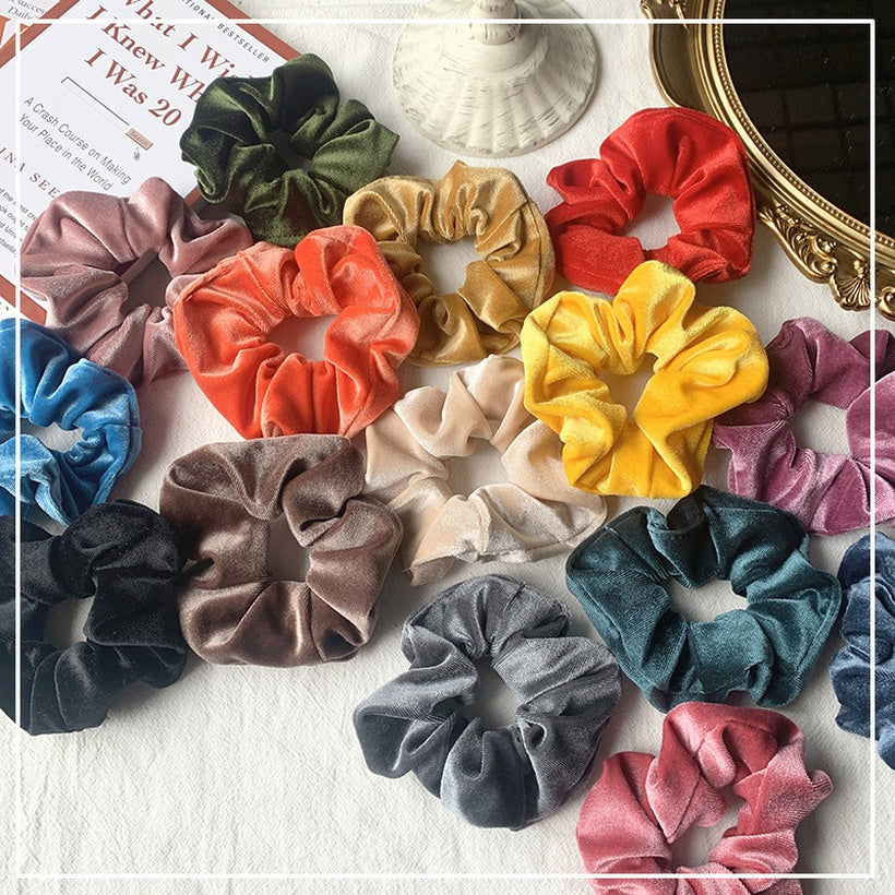 Fashion Tie Velvet Large Intestine Hair Scrunchies - 3243228.